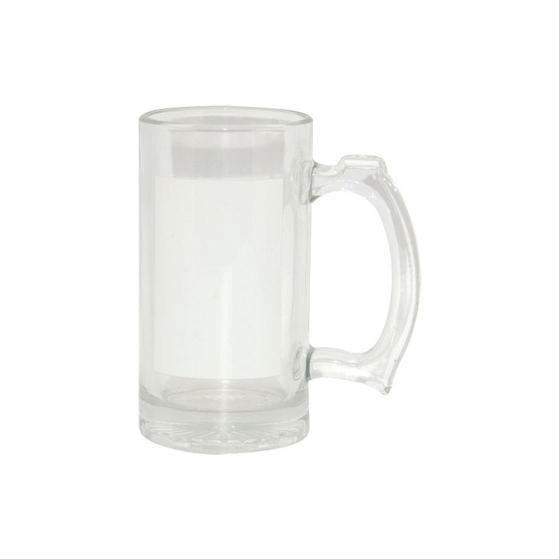 Jarra cerveza cristal con parchos 16onz 7.8x16cm (3''x6'')