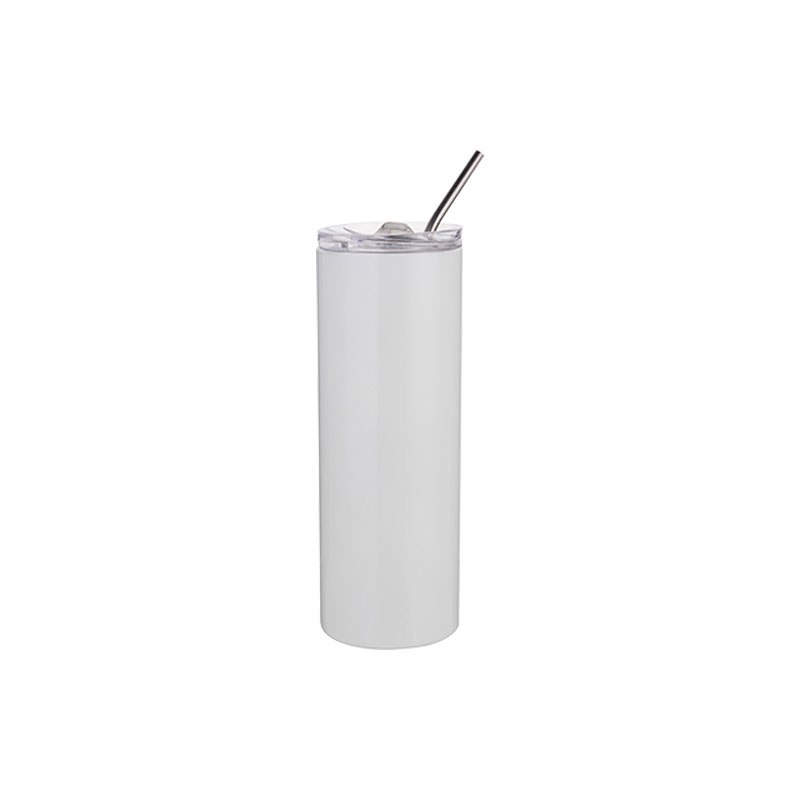 Vasos (blanco) 20oz/600ml tapa y sorbete - acero inoxidable