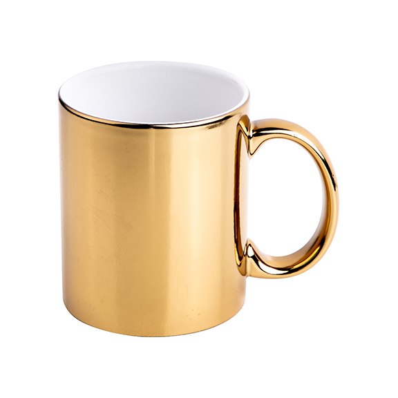 Taza de ceramica dorada 11onz