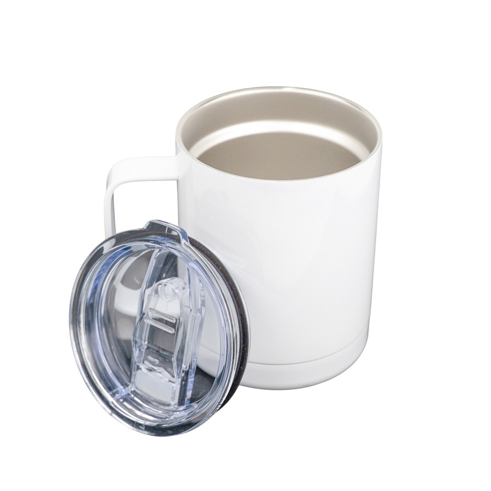Vaso blanco acero inoxidable con tapa - 12oz / 360ml