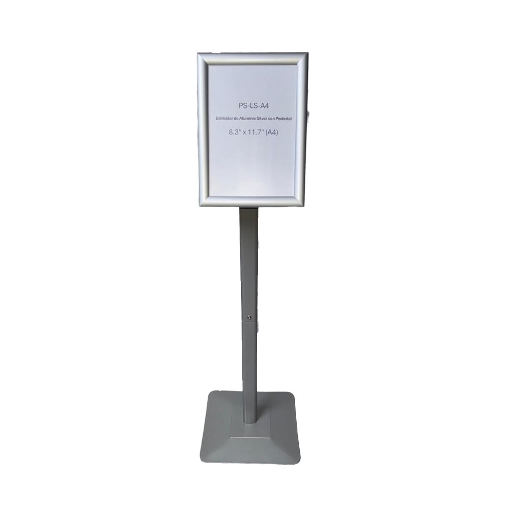 Exhibidor de aluminio con pedestal - 8.3" x 11.7" (a4)