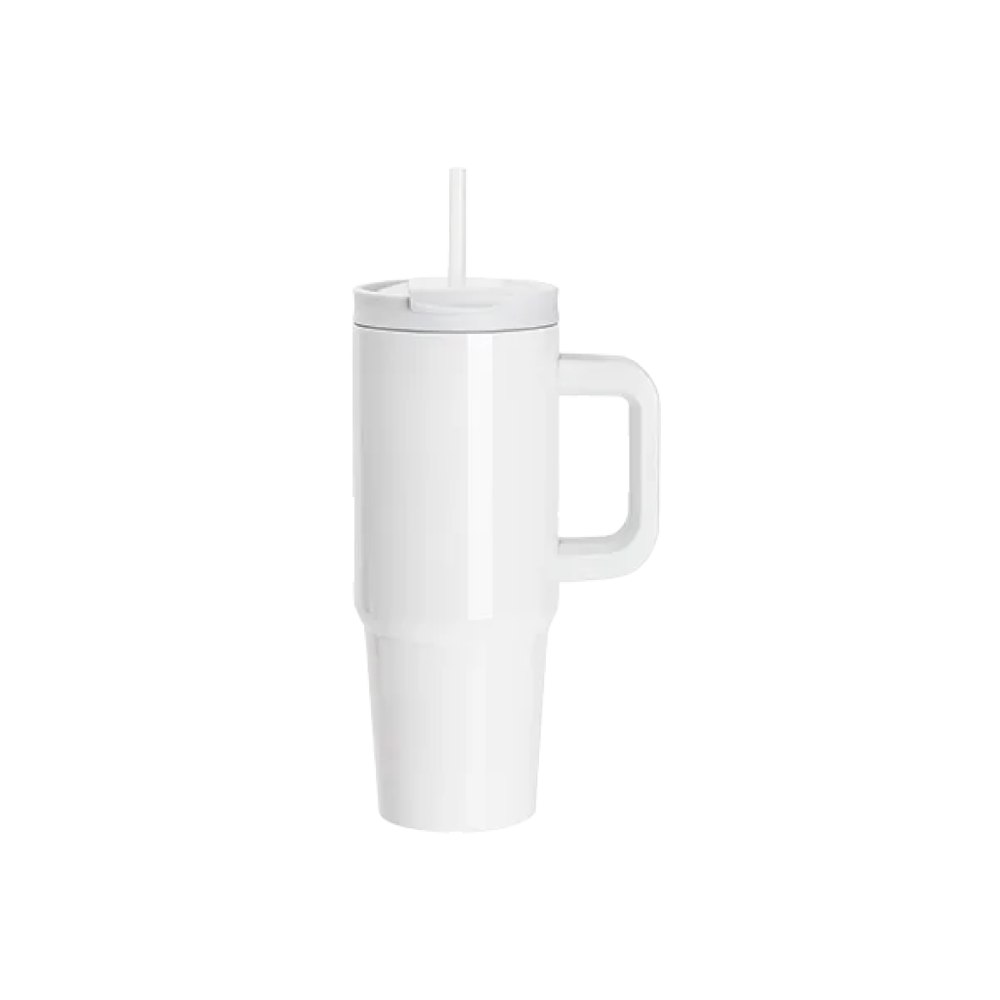 Vasos de viajeros (blanco con asa) 30onz/900ml - acero inoxidable con sorbete y tapa