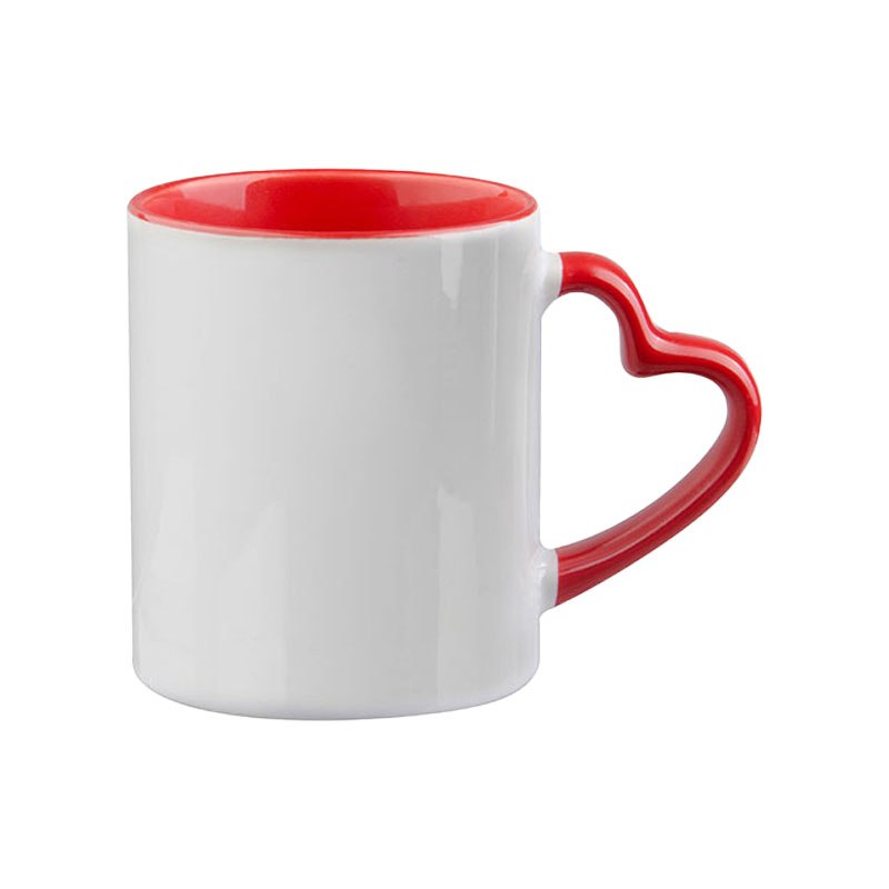 Taza blanca con asa de coraz?n 11 oz