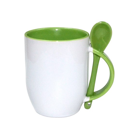 Taza con cuchara e interior de color 11 oz