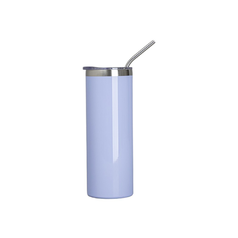 Vaso con borde plateado, tapa y sorbete 20 oz